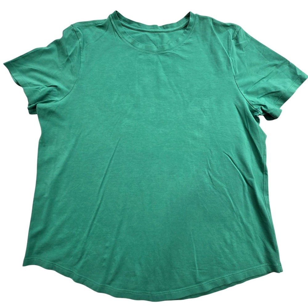 Lululemon Shirt Womens M Green Crewneck Short Sleeve Basic Cotton Blend